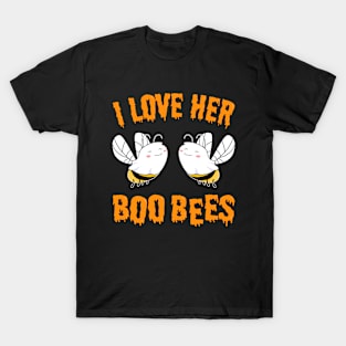 I Love Her Boo Bees Cute His Funny Halloween Matching Couple T-Shirt T-Shirt